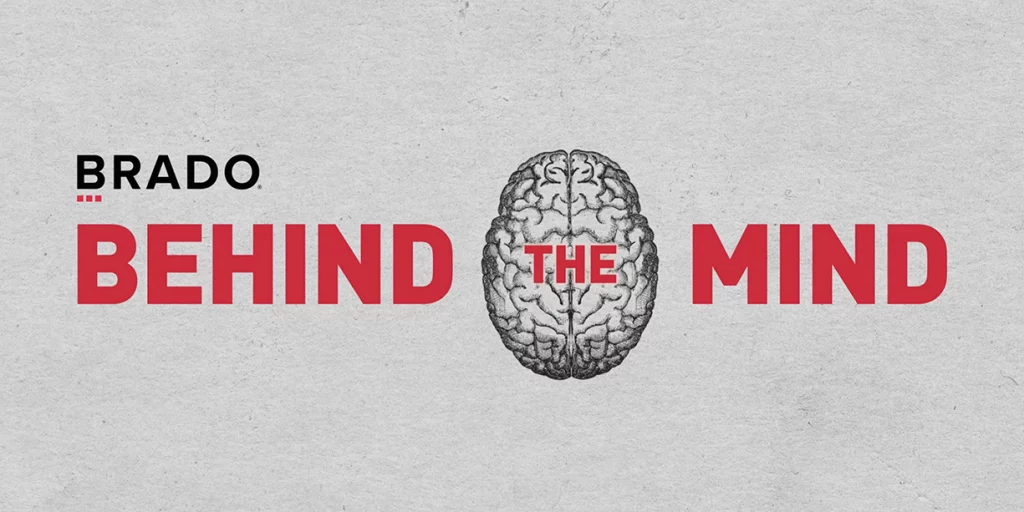 Behind the Mind logo lockup with illustrated brain